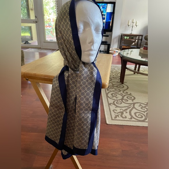 Esprit Scarf Long rectangular Head Wrap navy blue yellow white champagne silver - Picture 8 of 9